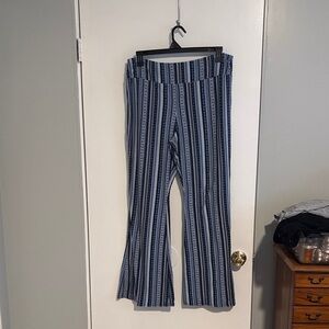 No Boundaries Blue and Black Striped Flared Cut Pants